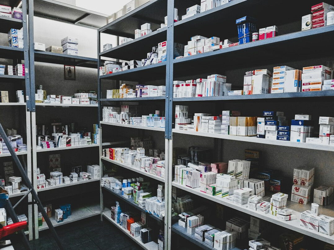 Organized pharmacy medication shelf