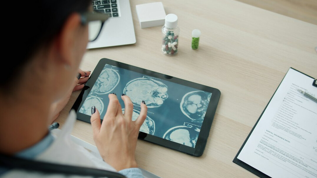 doctor using tablet